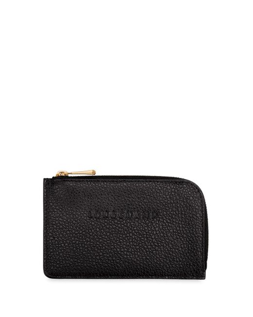 Longchamp Black Le Foulonné Zipped Leather Card Holder