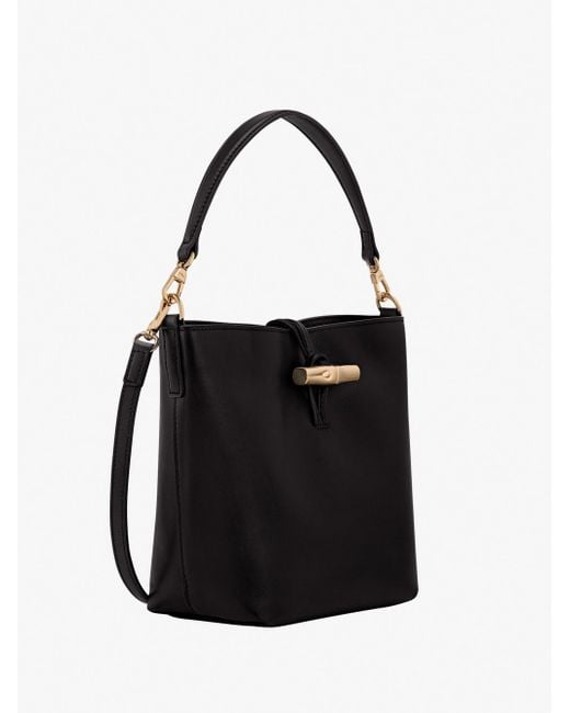 Longchamp Black 'Le Roseau Sleek' Extra Small Bucket Bag