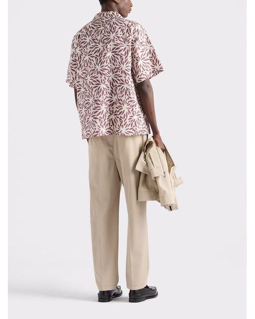 Prada White Striped Cotton And Silk 'Bowling' Shirt for men