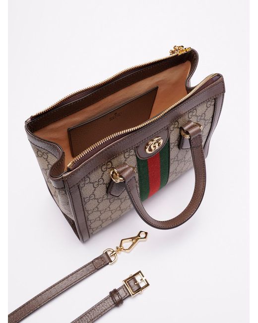 Gucci Brown `Ophidia Gg` Small Tote Bag