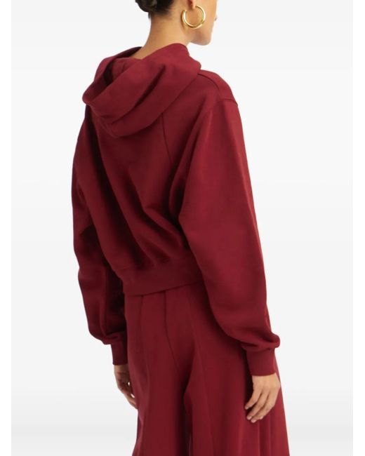 ROTATE BIRGER CHRISTENSEN Red Bordeaux-Hued Cropped Sweatshirt With Minimal Design