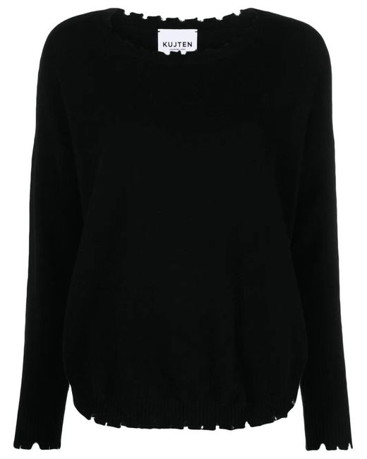 Kujten Black 'Mela' Round Neck Sweater