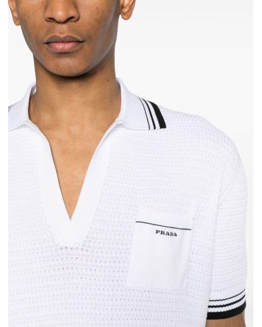 Top con logo di Prada in White da Uomo