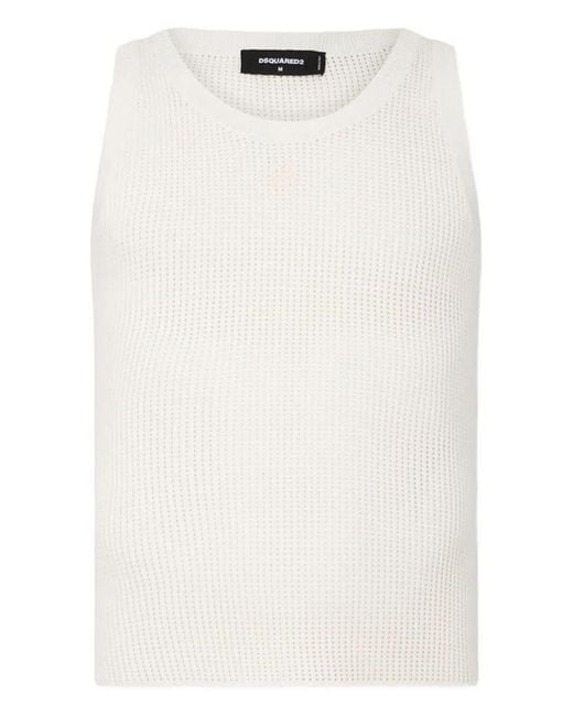 DSquared² White Knit Tank Top for men
