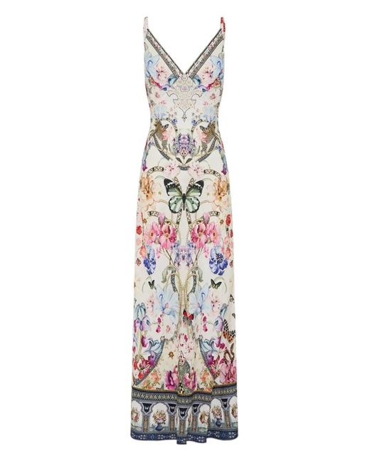 Camilla White Floral-Printed Maxi Dress