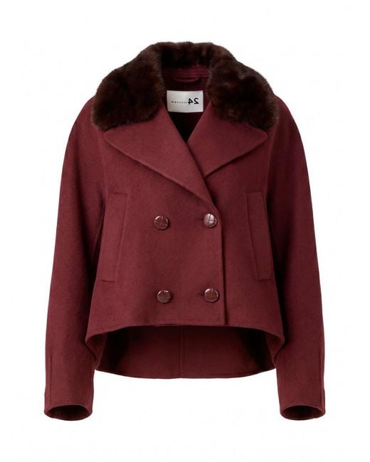 Manzoni 24 Red Cashmere Jacket With Mink Details