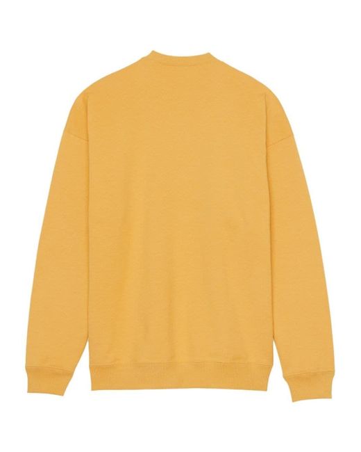 Felpa in jersey di cotone con logo ricamato di Saint Laurent in Yellow da Uomo