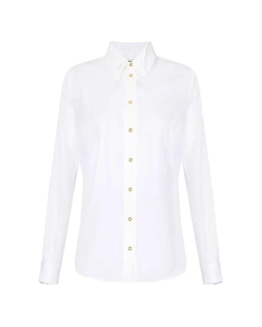 Elisabetta Franchi White Double-Collar Logo-Embroidered Shirt