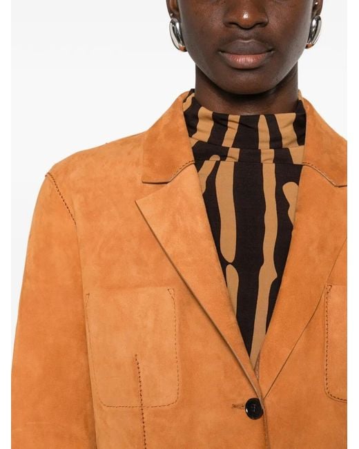 Desa Nineteenseventytwo Orange Reversible Leather Blazer