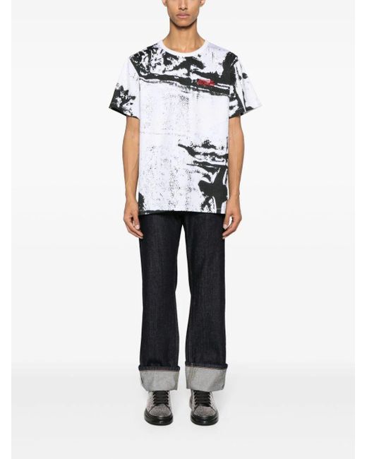 | T-shirt stampa astratta | male | BIANCO | L di Alexander McQueen in White da Uomo