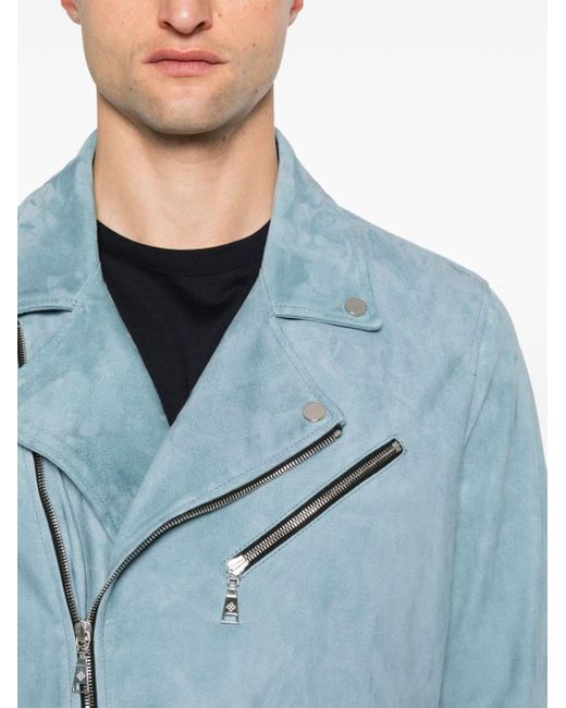Tagliatore Blue Zip-up Suede Jacket for men