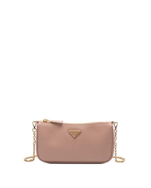 Prada Pink Saffiano Leather Shoulder Bag
