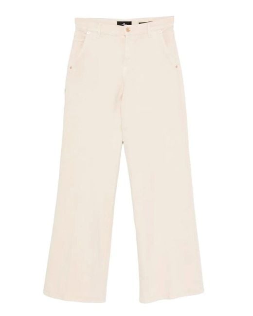 7 For All Mankind White 'Lotta Trouser Creme With Carpenter Details' Jeans