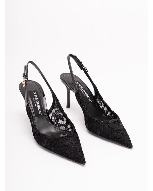 Dolce & Gabbana White Dolce & Gabbana Lace Slingback