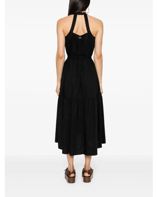 American-Neck Long Dress With Belt di Twin Set in Black