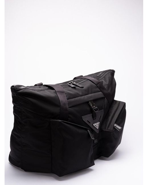 Prada Black `Re-Nylon` And Leather Duffle Bag for men