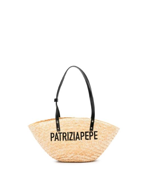 Patrizia Pepe Metallic `Summer Straw` Tote Bag