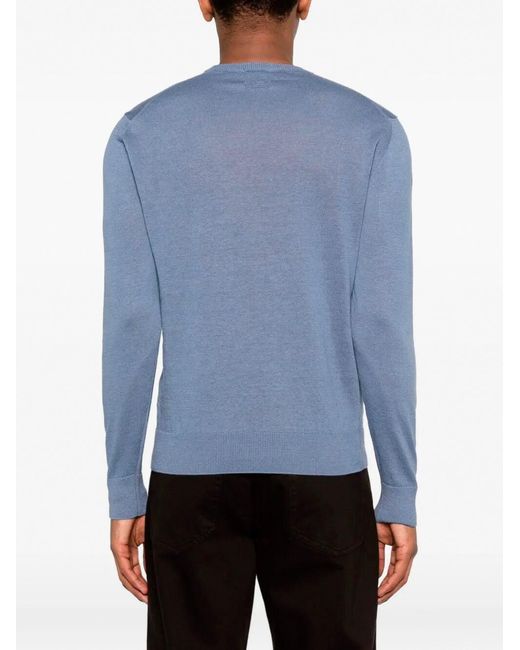 Drumohr Blue Long Sleeve Crew-Neck Sweater for men
