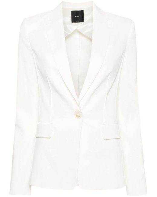 Pinko White Ghera Linen-Blend Blazer