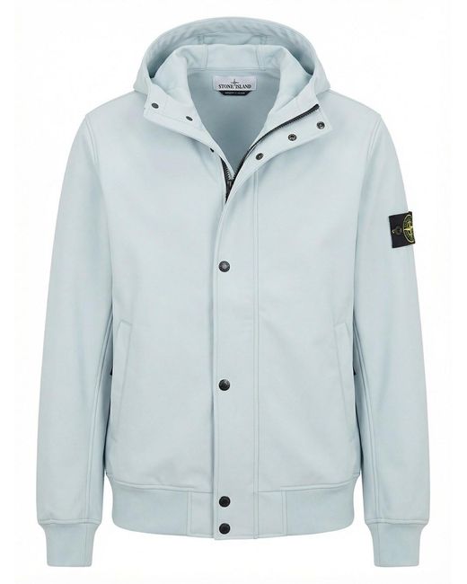 Stone Island Blue 'Light Soft Shell-R E.Dye Technology' Short Parka for men