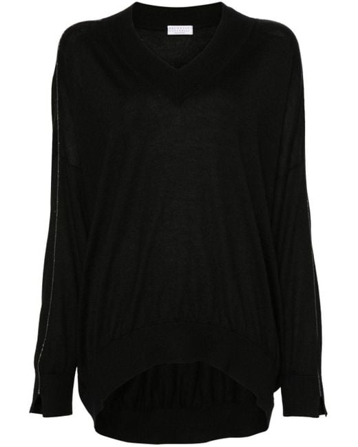 Brunello Cucinelli Black Monili Chain-Detail Sweater