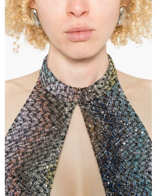 Missoni White Cut-Out Sequined Lamé Maxi Dress