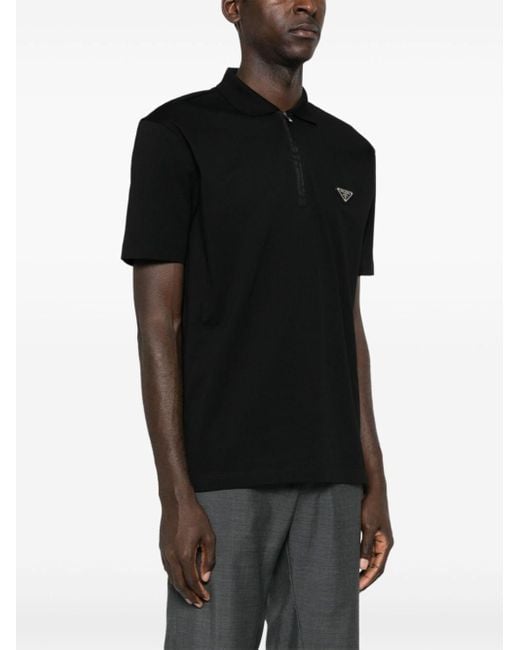 トップス prada black triangle logo polo shirt Prada Triangle-logo Cotton Polo Shirt in Black for Men | Lyst