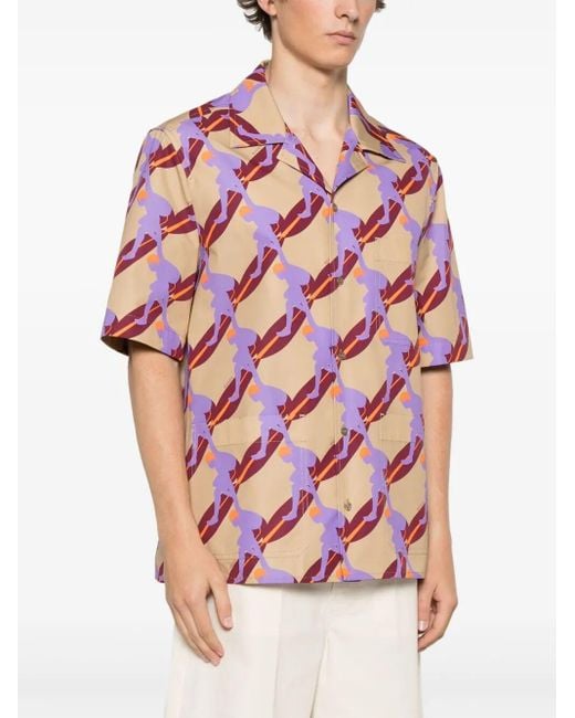 Gucci Pink Printed Poplin Shirt for men
