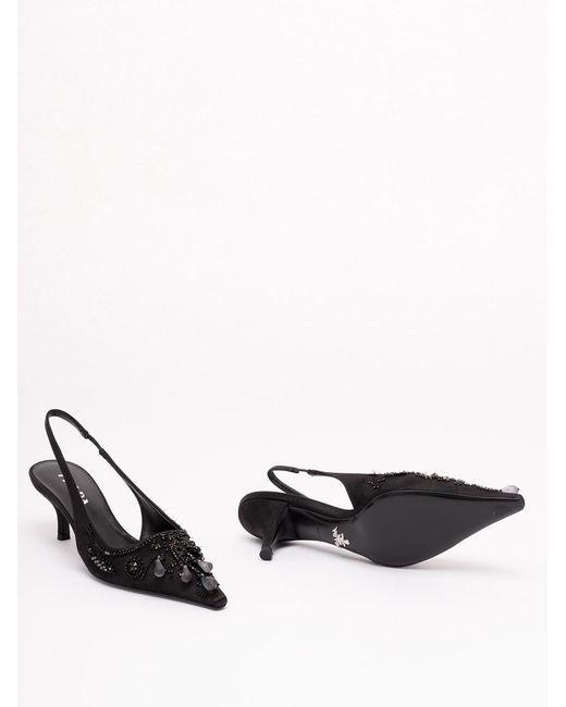 Prada White Raso Slingback Pumps