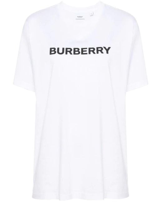 Burberry White Logo-print Cotton T-shirt for men