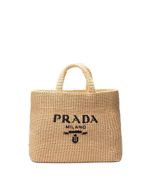 Crochet Tote Bag di Prada in White