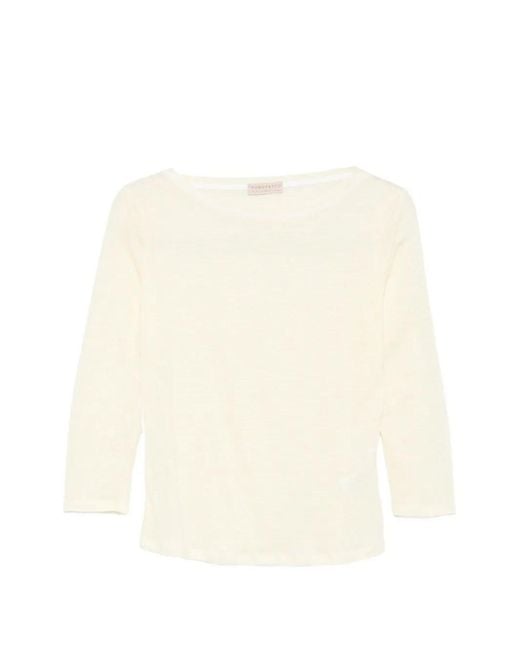 Purotatto Natural Boat-Neck 3/4 Sleeves Blouse