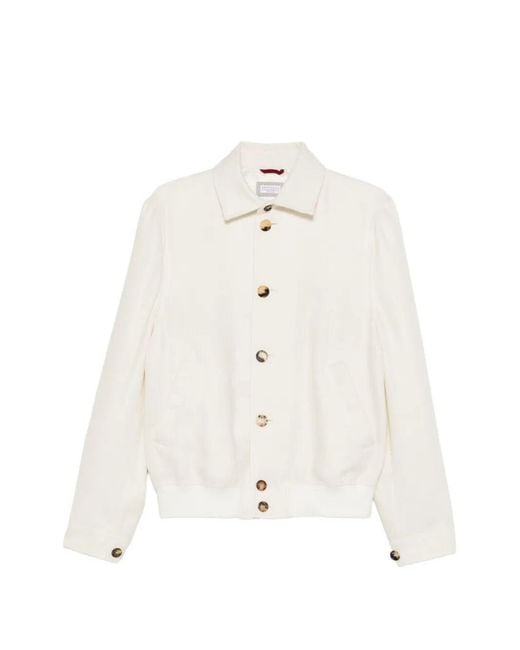 Brunello Cucinelli White Shirt Jacket for men