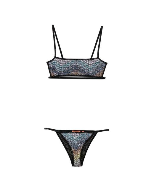 Missoni White Sequin-Embellished Zigzag-Knit Bikini