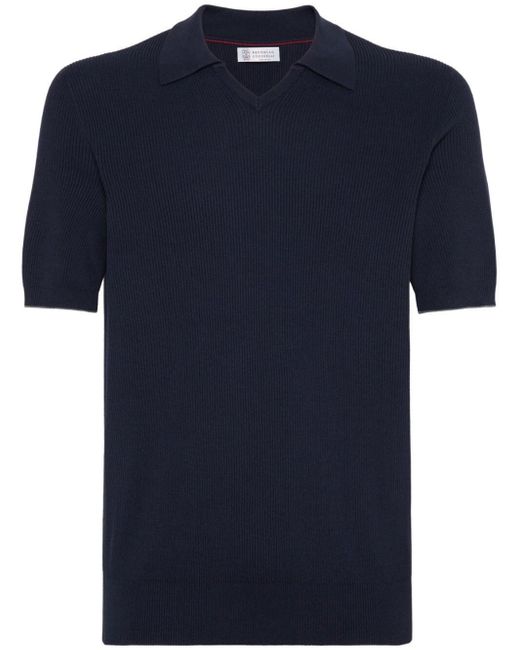 Brunello Cucinelli Blue Polo Shirt for men