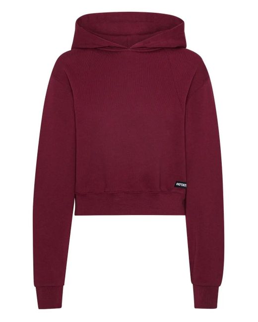 ROTATE BIRGER CHRISTENSEN Red Bordeaux-Hued Cropped Sweatshirt With Minimal Design