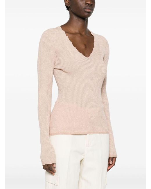 Twin Set Pink Ribbed Knit Sweater