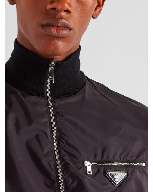 Prada Black Reversible Wool And Re-Nylon Jacket for men
