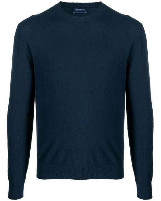 Drumohr Blue Long Sleeves Round Neck Sweater By for men