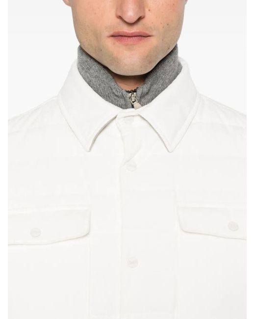 Herno White Quilted Cotton Jacket With Classic Collarclosure for men