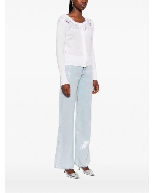 Ermanno Scervino White Lace Cardigan