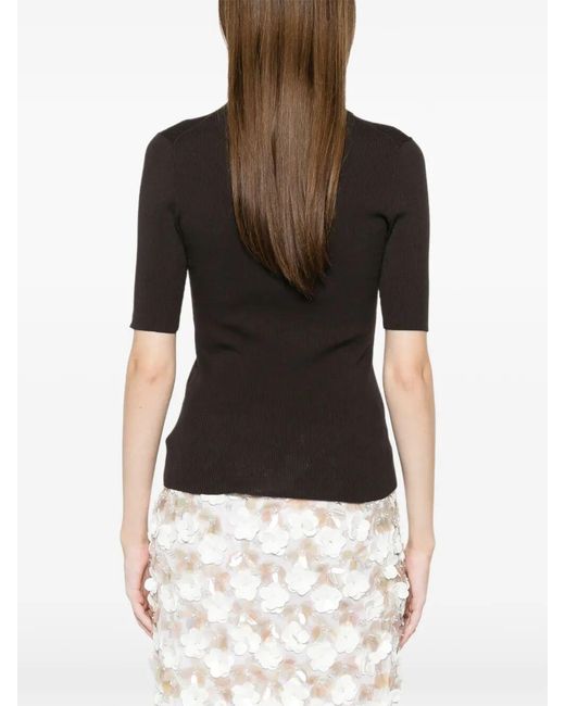 P.A.R.O.S.H. Black Buttoned Knitted Polo Shirt