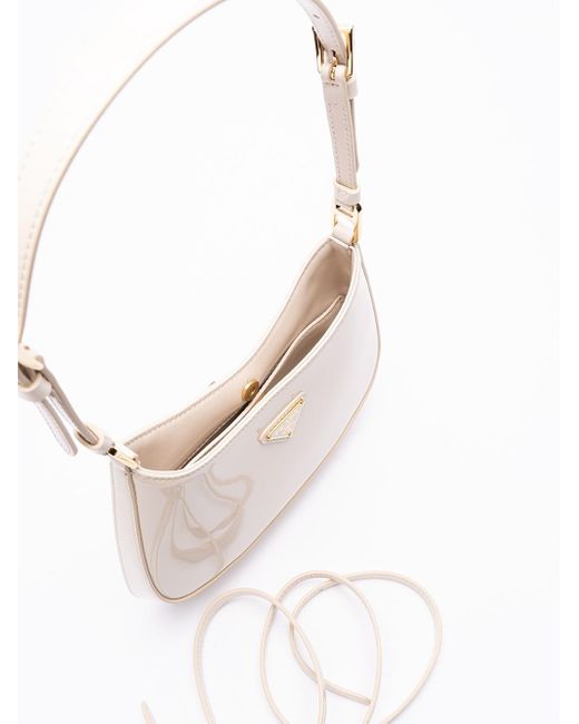 Prada White ` Cleo` Patent Leather Bag