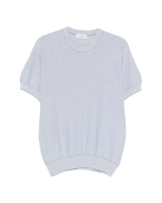 Piacenza 1733 White Short Sleeve Crew-Neck Sweater for men