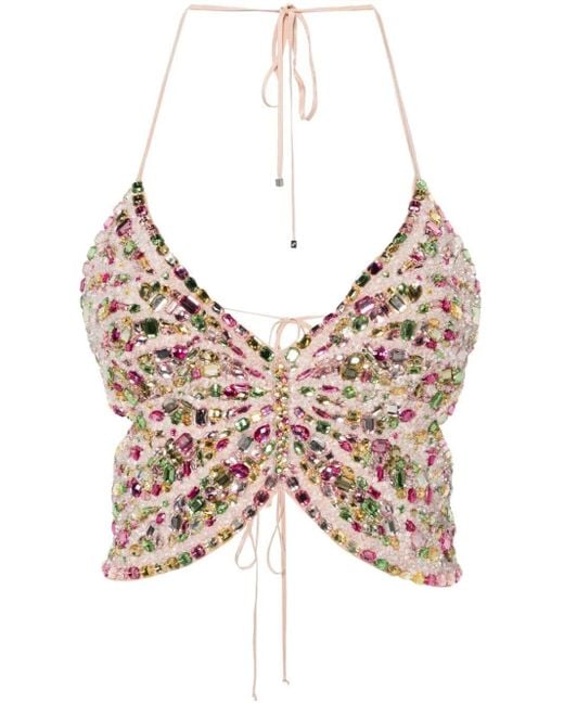 Blumarine Multicolor Embroidered Butterfly Top