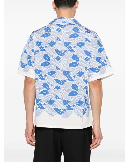 Prada Blue Cotton Printed Shirt for men