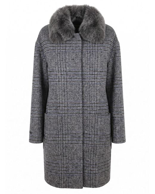 Manzoni 24 Gray Coat With Shearling Details