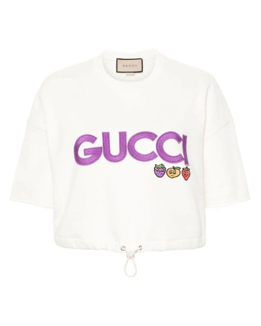 Gucci Pink Embroidered-logo Jersey T-shirt