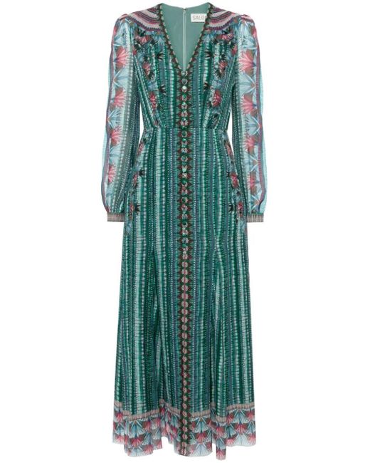 Saloni Green `Annabel-B` Long Dress