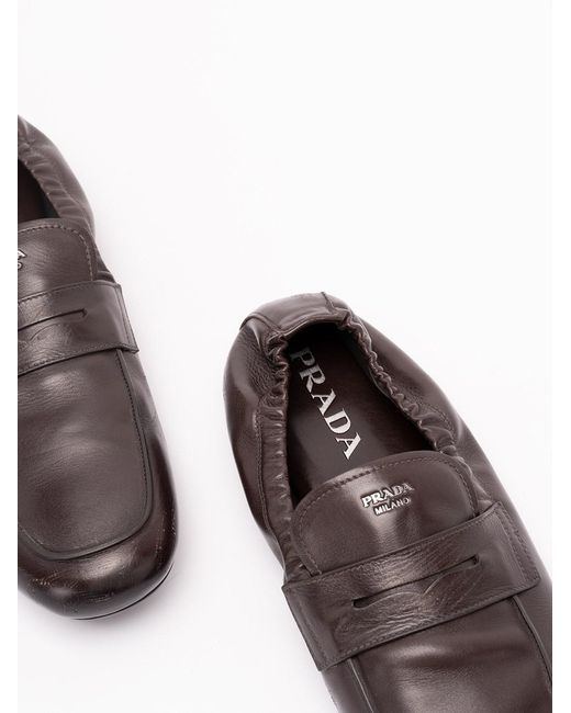 Prada White Shuffle Antiqued Leather Loafers for men